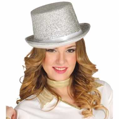 Top hat zilver met glitters