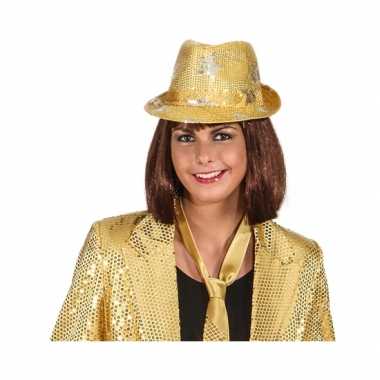 Goud glitterhoedje met sterren