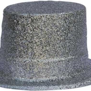 Plastic glitter hoed zilver