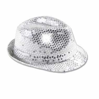 Zilverglitter hoedje met led licht
